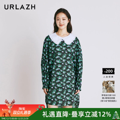 urlazh/有兰娃娃领碎花连衣裙
