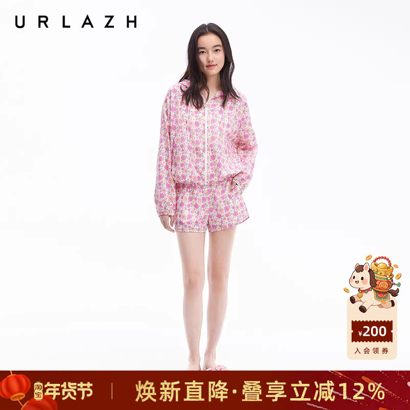 URLAZH有兰夏季新款纯棉法式粉色碎花松紧腰宽松A字休闲短裤女,女装/女士精品,休闲裤,淘宝优惠券,粉丝福利购,淘宝优惠卷
