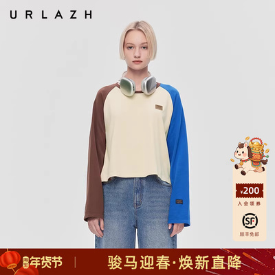 有兰美式复古插肩袖长袖T恤