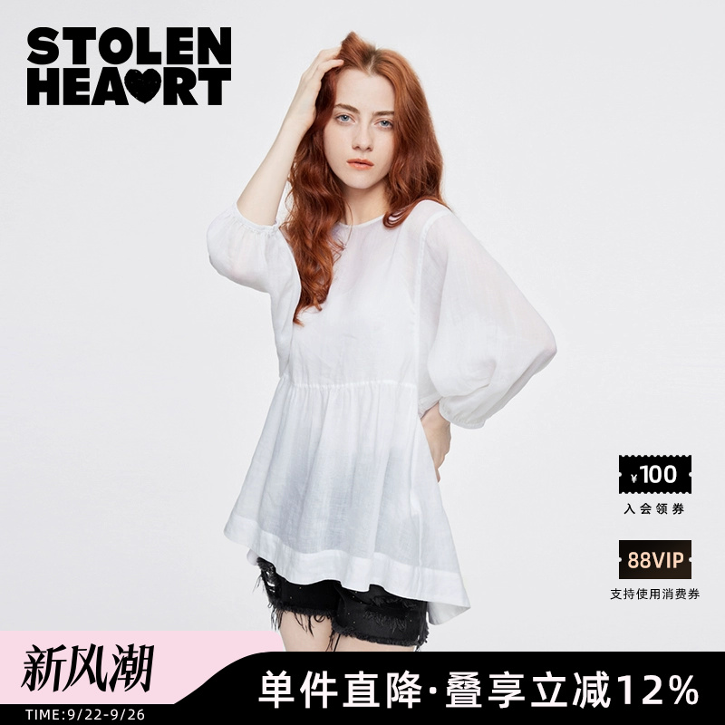 STOLENHEART简约白色苎麻上衣