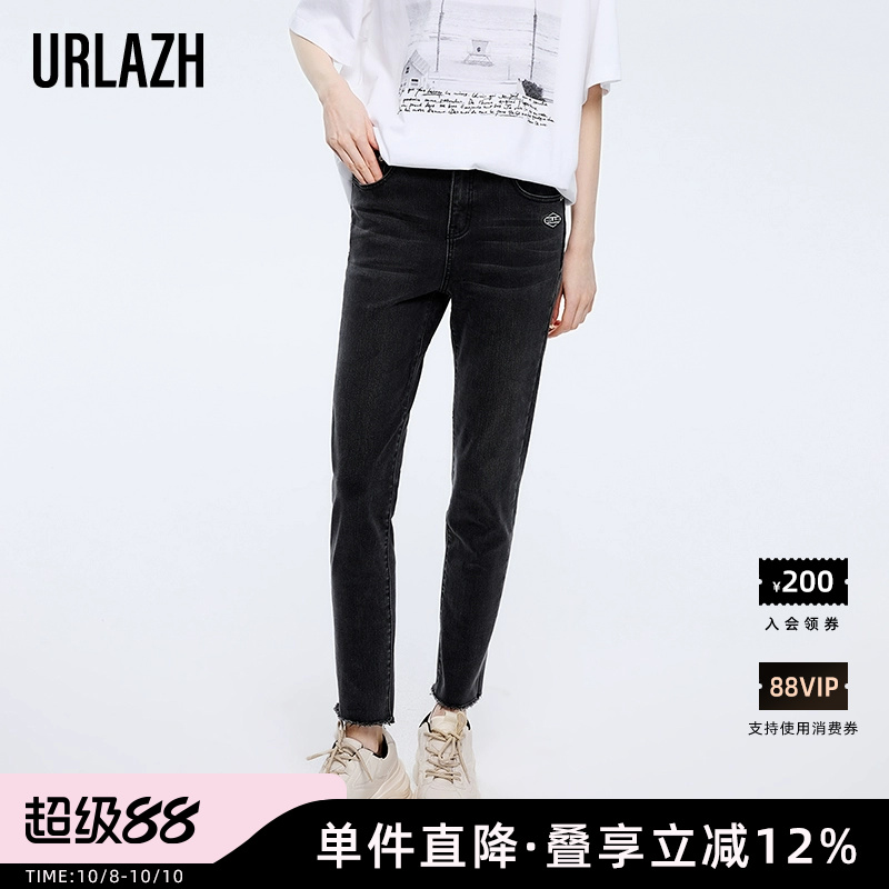 urlazh/有兰黑色牛仔裤