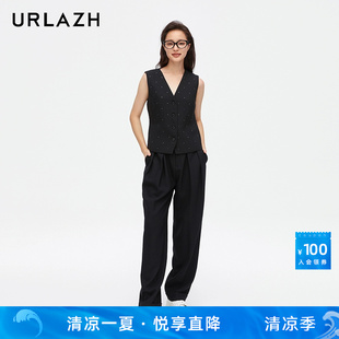 黑色宽松简约休闲裤 URLAZH有兰新款 女IM3PA39