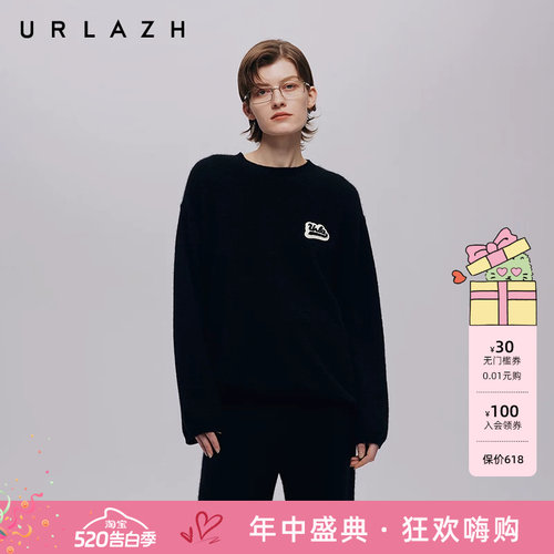 urlazh/有兰黑色羊绒毛衣