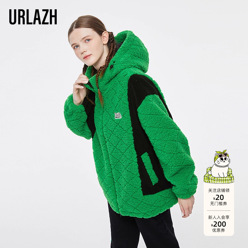 URLAZH有兰冬季新款复古洋气短款时尚气质休闲宽松长袖连帽外套女