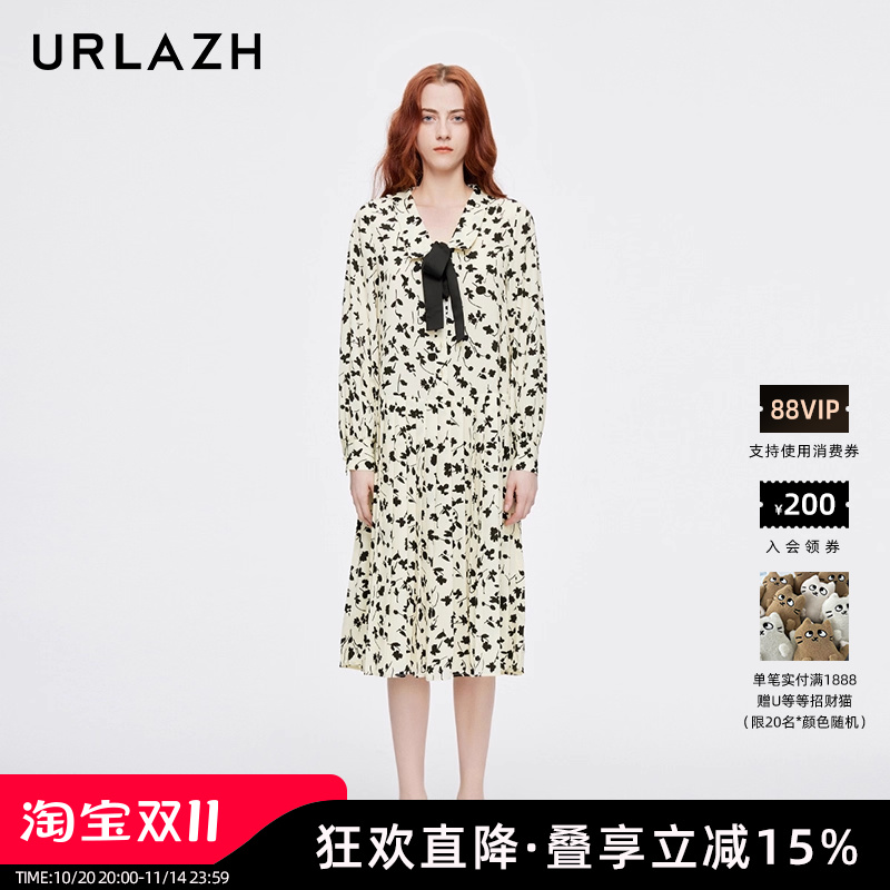 夏季碎花长袖复古连衣裙