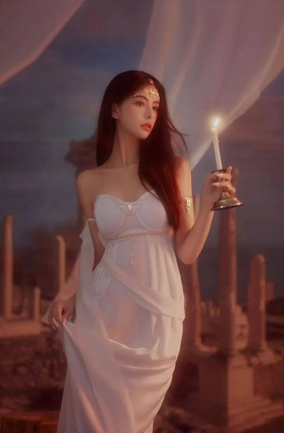 油画婚纱希腊女神背景加厚无缝