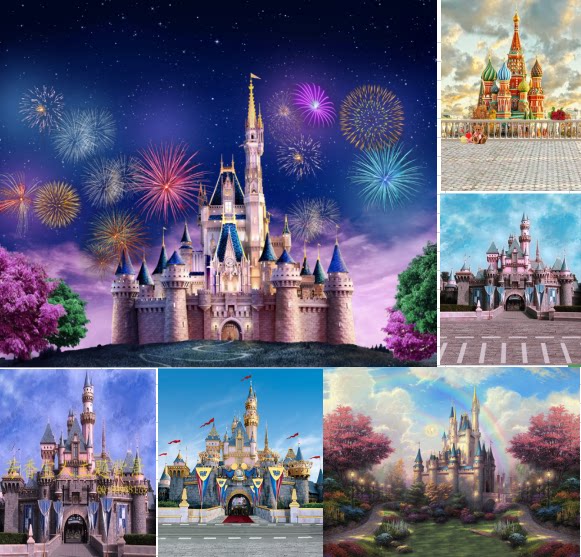 儿童摄影背景布影楼视频照相迷你小背景pp纸城堡迪士尼无缝写真布