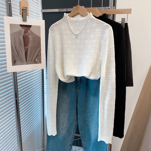 羊毛半高领毛衣女上衣打底针织衫