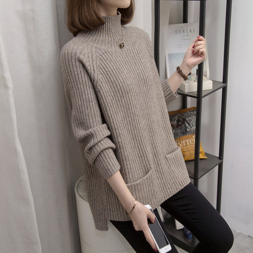 高领宽松上衣内搭打底衫加厚毛衣