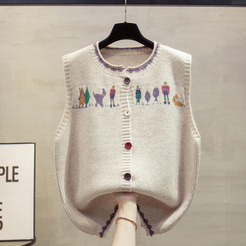 花纱针织开衫马甲背心毛衣坎肩潮