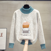 加厚上衣 宽松慵懒风针织衫 半高领水貂绒毛衣女打底衫 2025秋冬新款