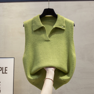 方领针织马甲背心女2025秋冬新款宽松外穿马夹叠穿外搭毛衣坎肩潮