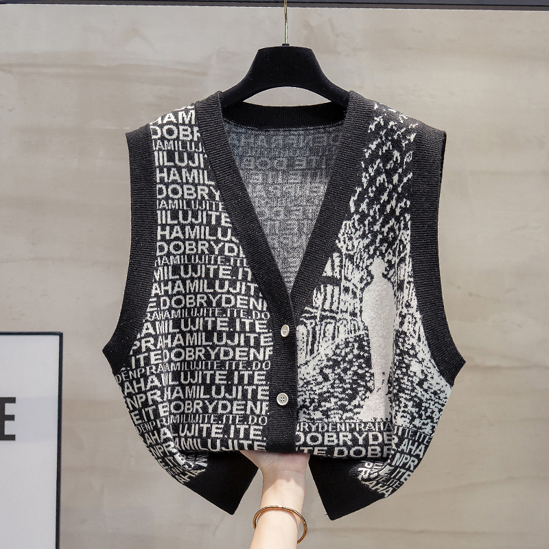 v领宽松毛衣坎肩针织开衫马甲潮