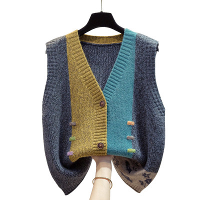 新中式开衫马甲背心花纱毛衣坎肩