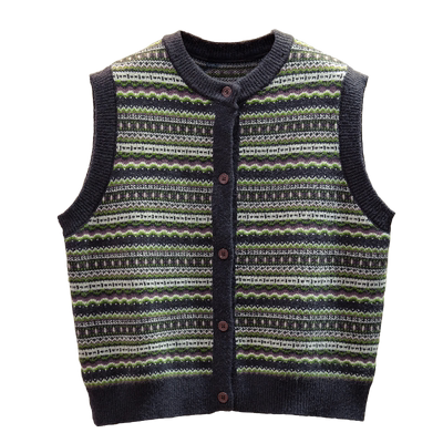 复古开衫针织马甲背心毛衣坎肩潮