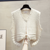 马夹叠穿毛衣坎肩潮 新款 镂空头巾圆领针织开衫 马甲背心女2025秋装