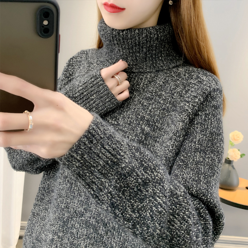 高领毛衣慵懒风加厚花纱打底衫潮