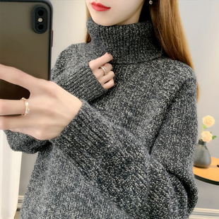 潮 宽松外穿上衣内搭针织衫 高领毛衣女花纱加厚打底衫 2025秋冬新款