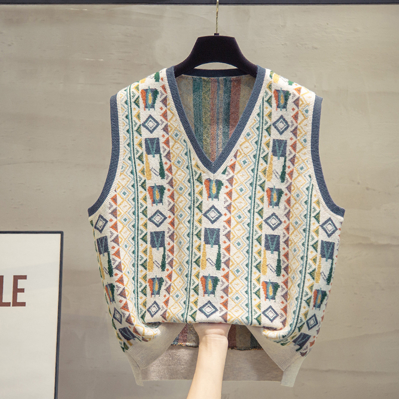 v领复古坎肩外搭背心针织马甲