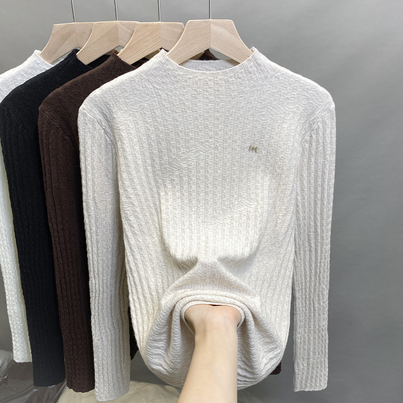 肌理半高领毛衣女上衣内搭打底衫