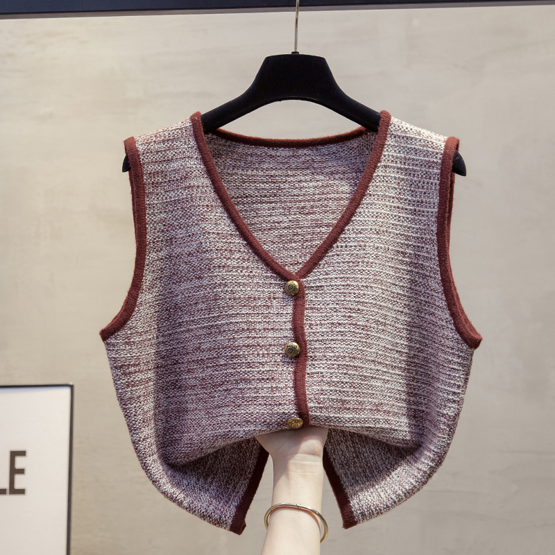 开衫v领针织马甲背心毛衣坎肩潮