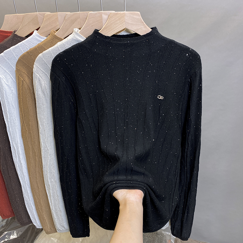 亮片半高领毛衣女肌理内搭打底衫