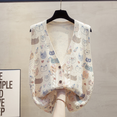 开衫v领针织马甲背心毛衣坎肩潮