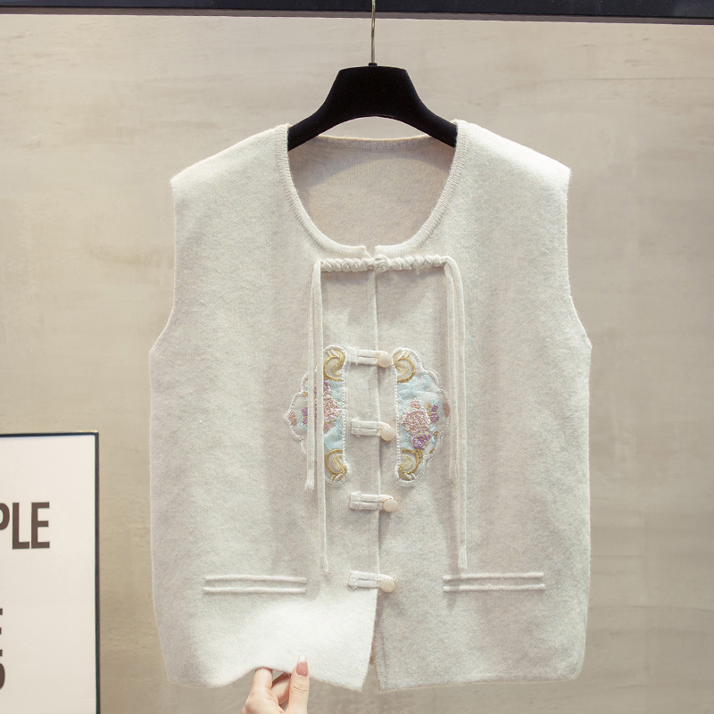 国风开衫针织马甲背心毛衣坎肩潮