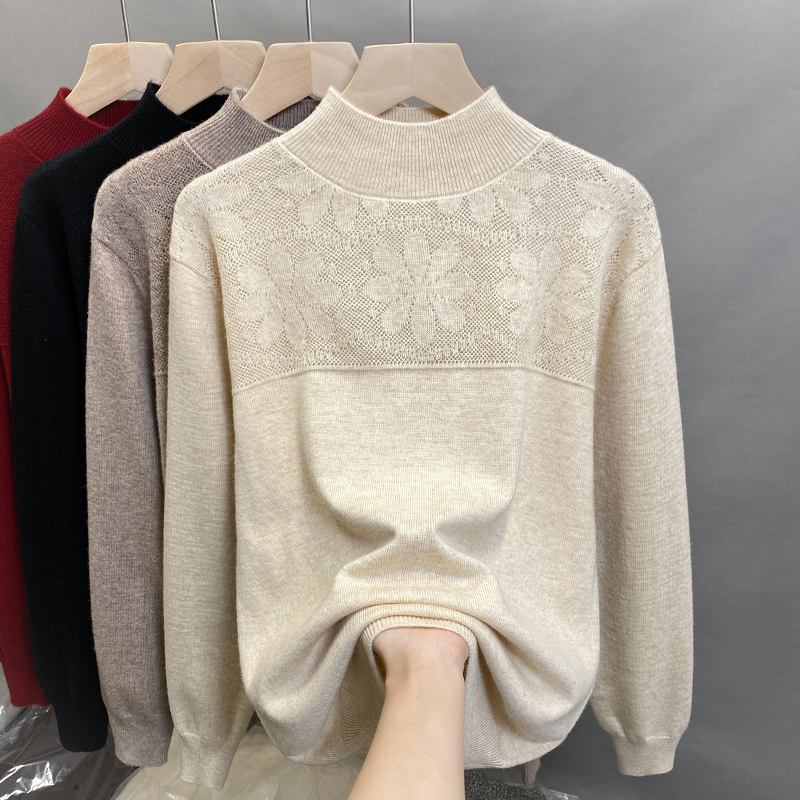 半高领毛衣女打底衫镂空针织衫潮
