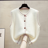 开衫 圆领针织马甲背心女2025秋冬新款 宽松外穿马夹叠穿毛衣坎肩潮