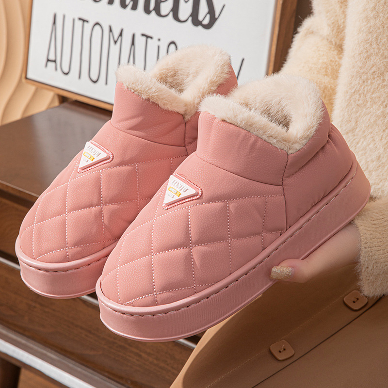 防水棉拖鞋女冬季2025新款家居室内防滑保暖厚底外穿包头棉拖男冬