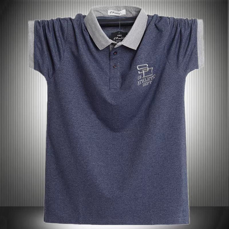 2026新款肥佬装短袖T恤有领男士加大码复古风抗皱上衣纯棉POLO衫
