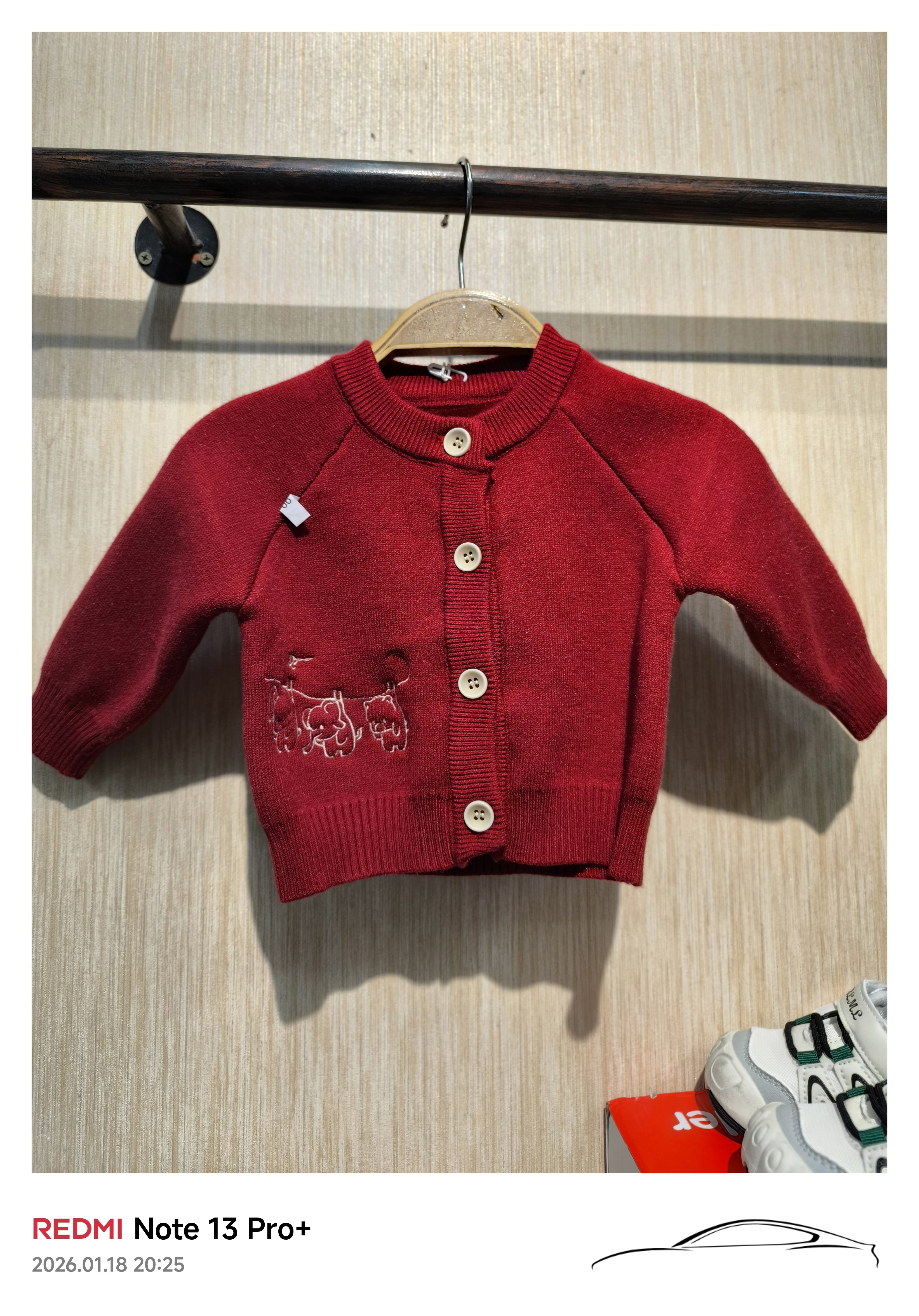 秋冬婴幼儿开领毛衣加绒加厚喜庆红色毛衣新生儿开胸毛衣加绒毛衣