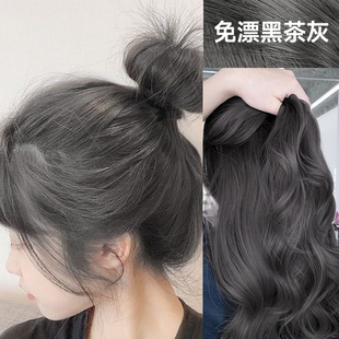 黑茶灰色染头发膏剂2025免票在家染纯泡泡沫植物染发膏女男