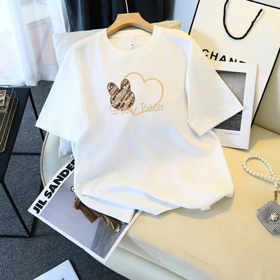 白色纯棉重磅短袖t恤女2026新款夏季时尚洋气宽松显瘦女上衣百搭