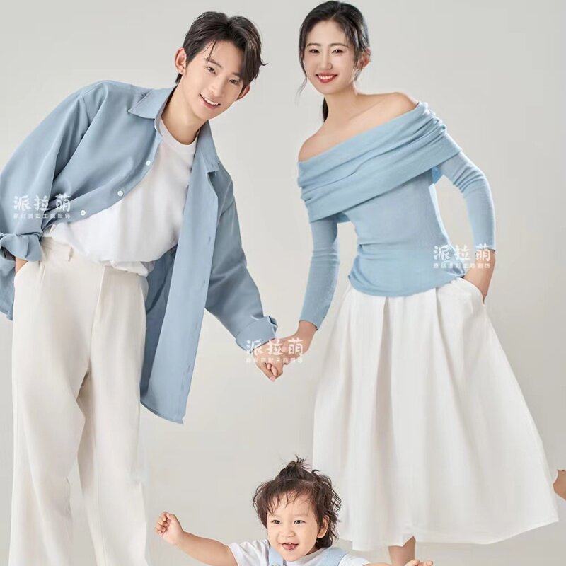 拍照新款亲子摄影服装夏日全家福