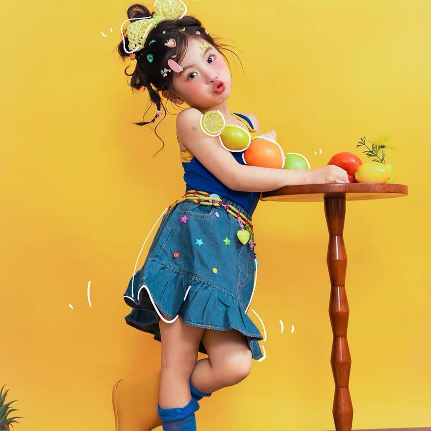 2026儿童摄影服装夏季新款糖果色女孩多吧胺主题服装影楼拍摄主题