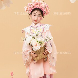 女童新款 中国风唐装 汉服春款 影楼儿童拍照簪花主题摄影写真服装