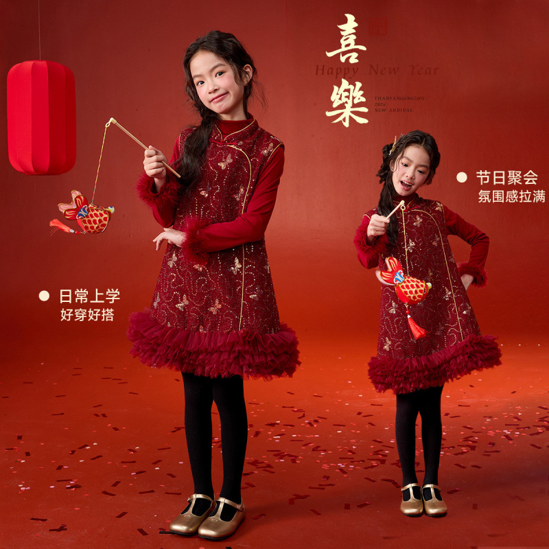 媛媛公主女童连衣裙2025冬季新款