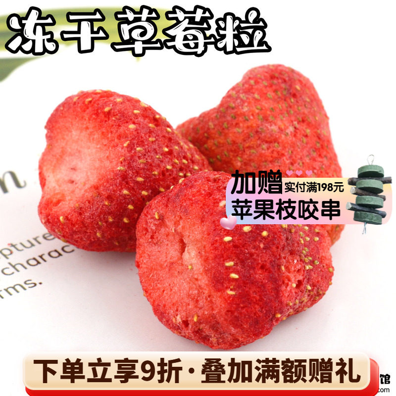 拍5发6 会员有折扣 特级天然草莓冻干整颗龙猫兔子水果零食 20g^