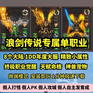 浪剑传说专属单职业8大陆热血传奇单机版宠物命格副职GM假人微端