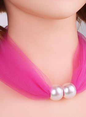 非金属布艺项链 韩版围脖小丝巾锁骨项链网纱围巾四季百搭女头绳