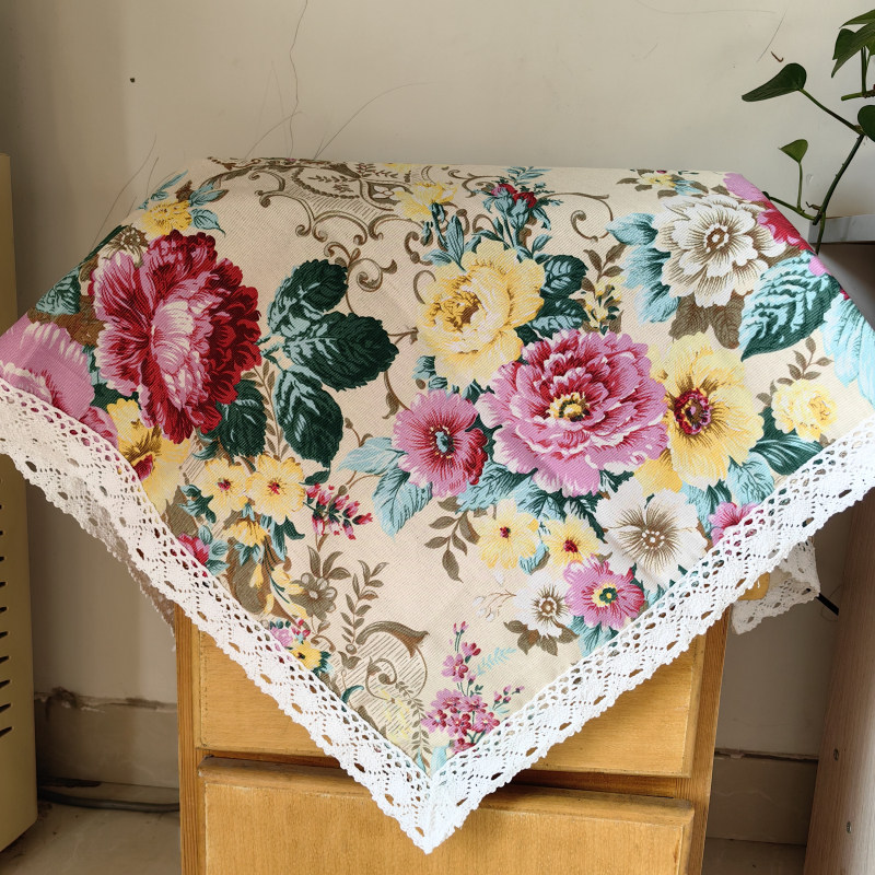 蕾丝花边盖巾防尘布艺打印机厨房餐厅万能多用盖布正方形小盖巾布