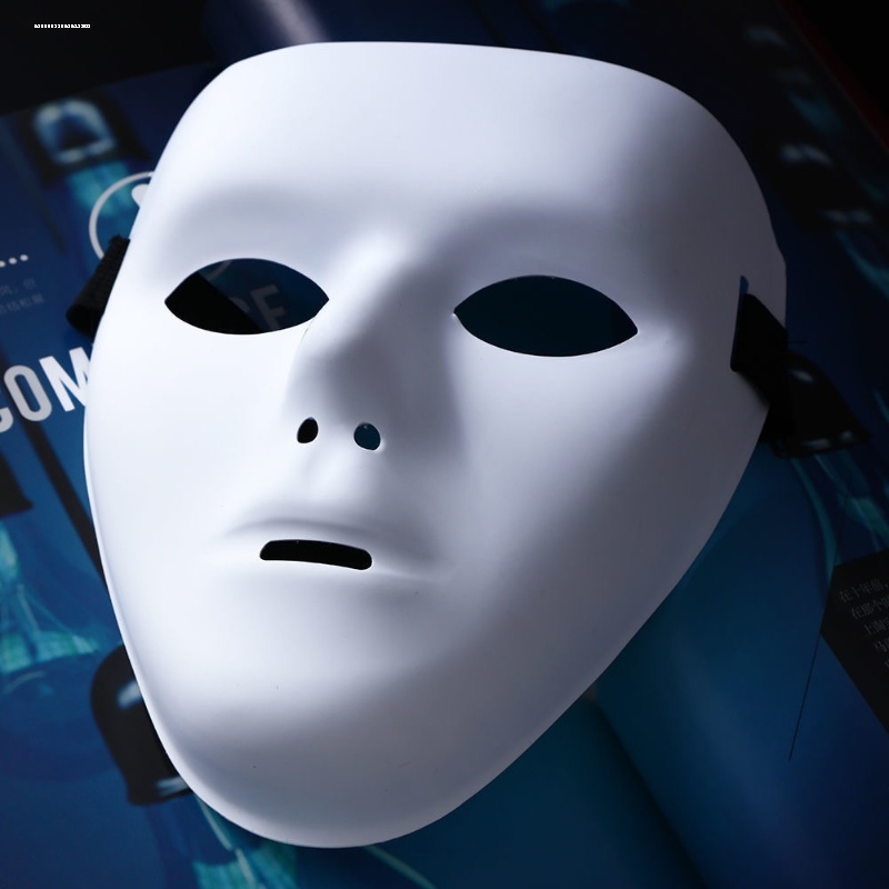 网红创意假面舞团面具白脸舞蹈抖音纯白色嘻哈街舞空白全脸男面具