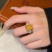 蕾迪高定系列骄阳艳彩黄意大利工艺轻奢时尚 百搭戒指