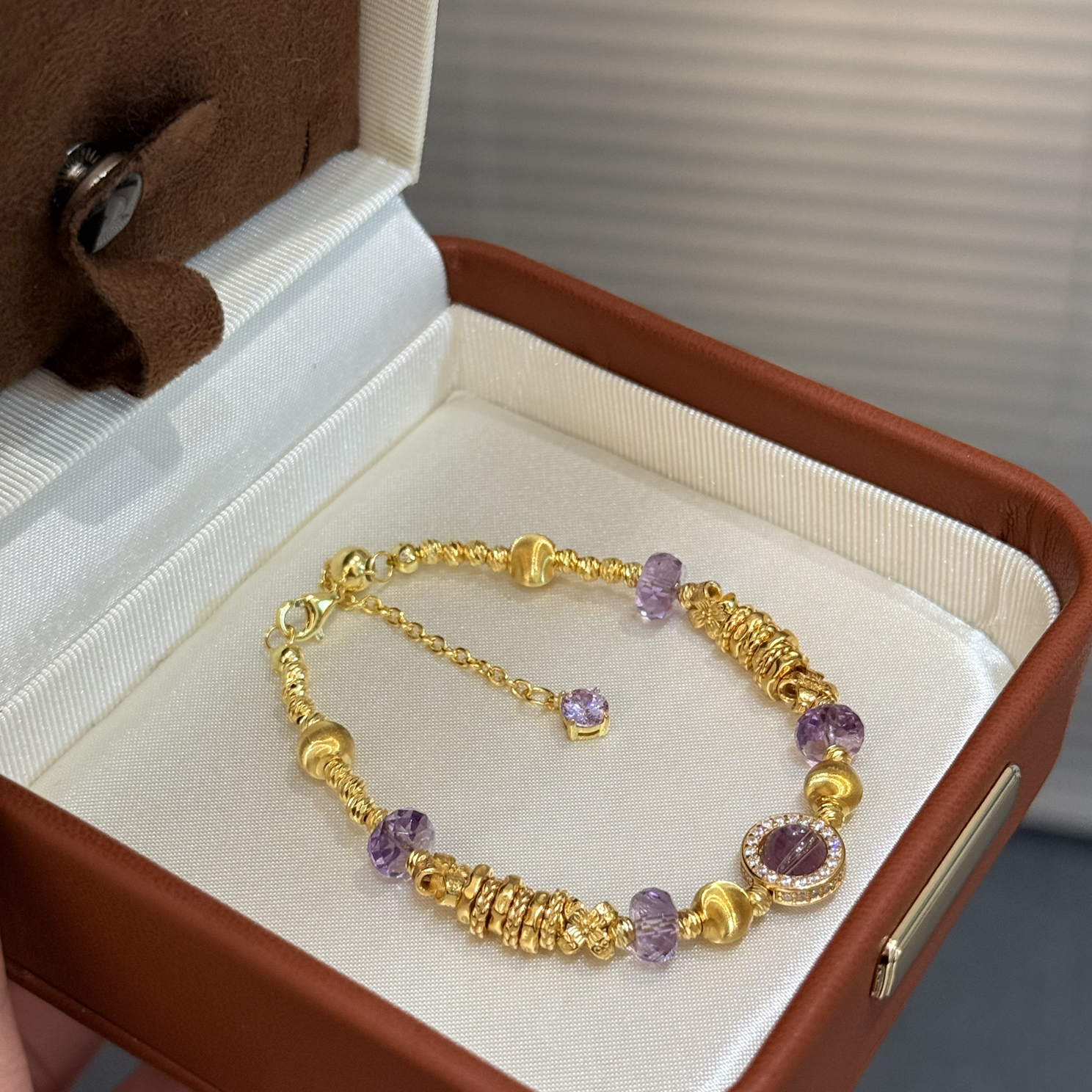 蕾迪紫色风铃转动巴西紫水晶手链