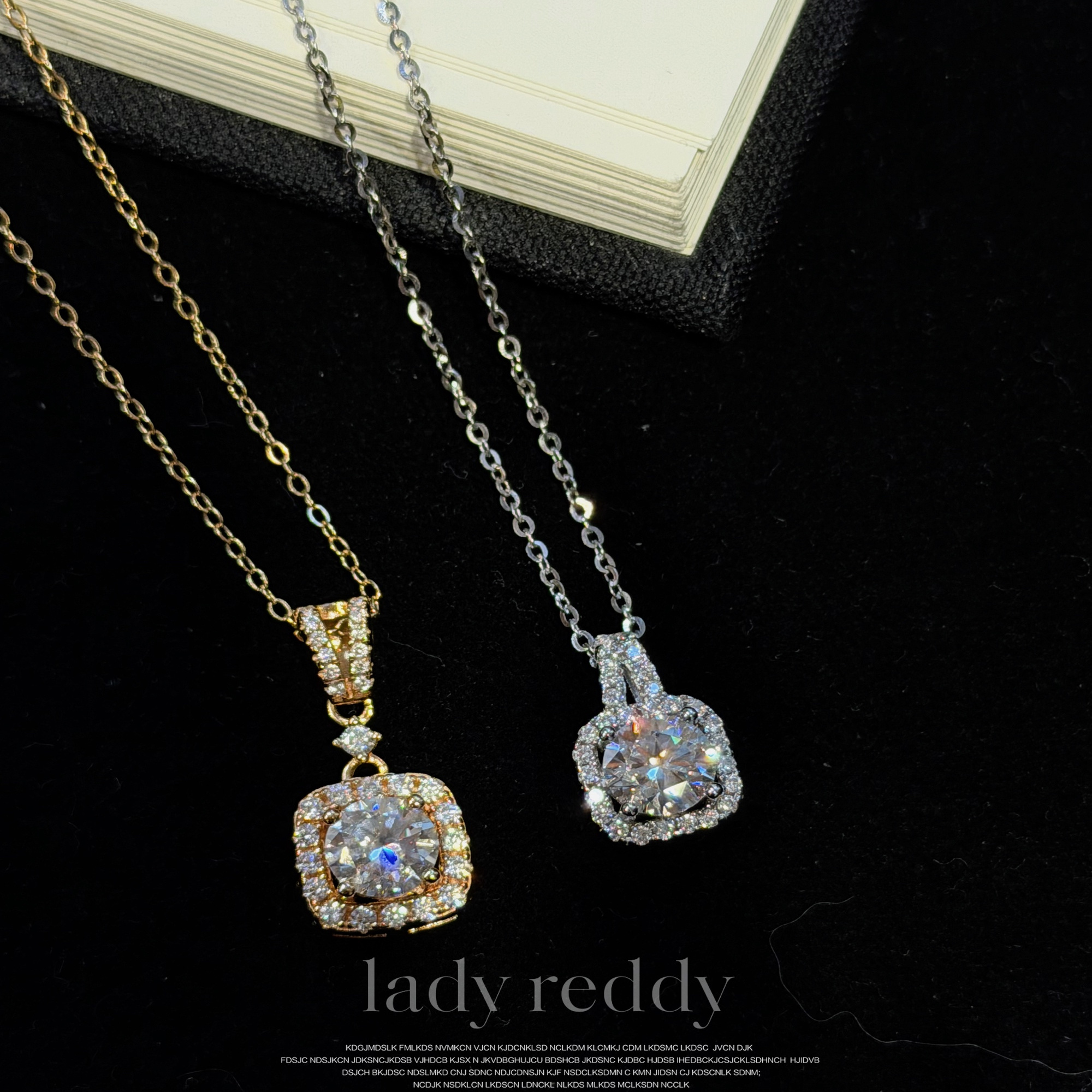 蕾迪经典方包s925银镀真金项链