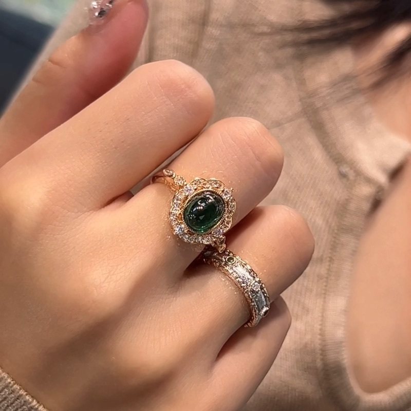 蕾迪高定意大利工艺设计宫廷复古风帝王绿蛋面戒指,饰品/流行首饰/时尚饰品新,戒指/指环,淘宝优惠券,粉丝福利购,淘宝优惠卷