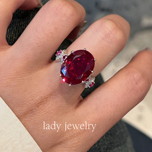 蕾迪高定［暗夜玫瑰］大鸽子蛋培育红宝鸽血红戒指