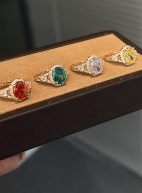 蕾迪高定罗马假日4克拉人工宝意大利工艺香槟金时尚戒指